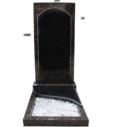 Прямой памятник с цветником для могилы