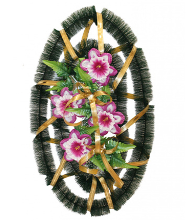 Ритуальный венок из искусственных цветов с украшениями - купить